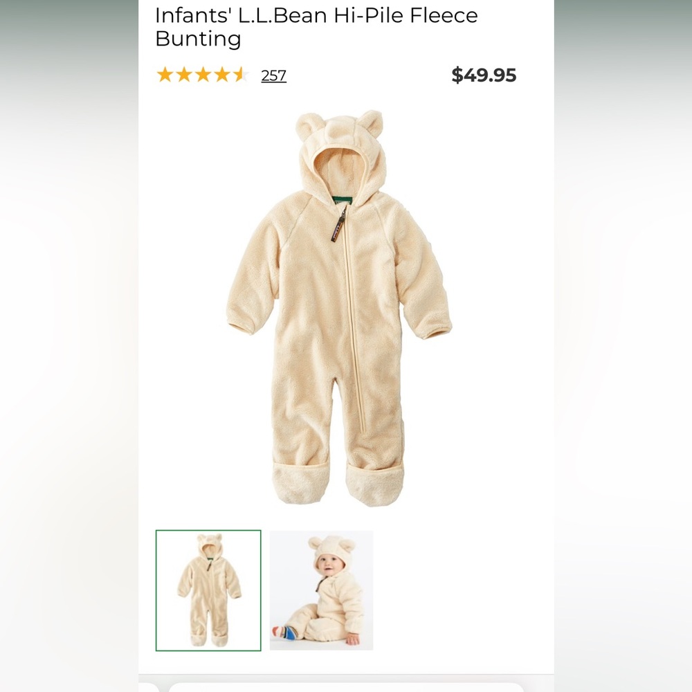 L.L Bean High-Pile Fleece Bunting 6-12 months gently used